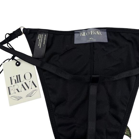 NWT KILO BRAVA Floral Crushed Velvet Low Rise G-String Sz XL - Picture 6 of 9